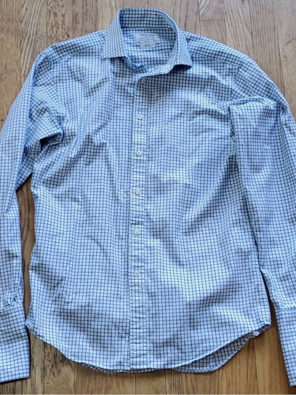 T.M.Lewin Light Blue and Navy Check Dress Shirt
